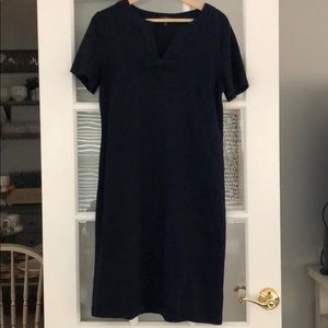 Casual navy dress with bow accent